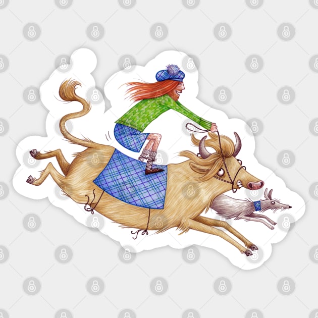 Scotsman - Highland Cattle - Scottish Deerhound - Ride - Highland Games - Scot Sticker by JunieMond